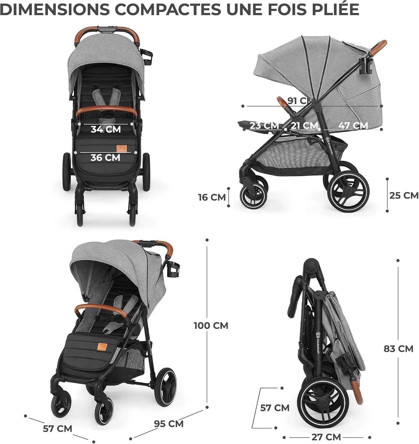 Poussette compacte GRANDE PLUS - Gris - Jusqu'à 35% de réduction