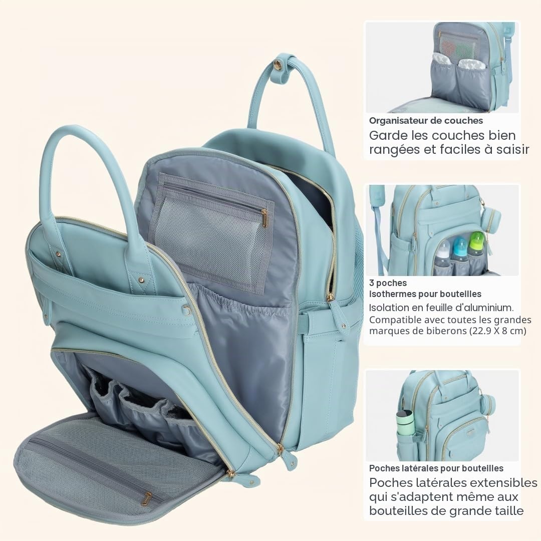 Sac à dos langer multifonction - Bleu poudré - Jusqu'à -80%