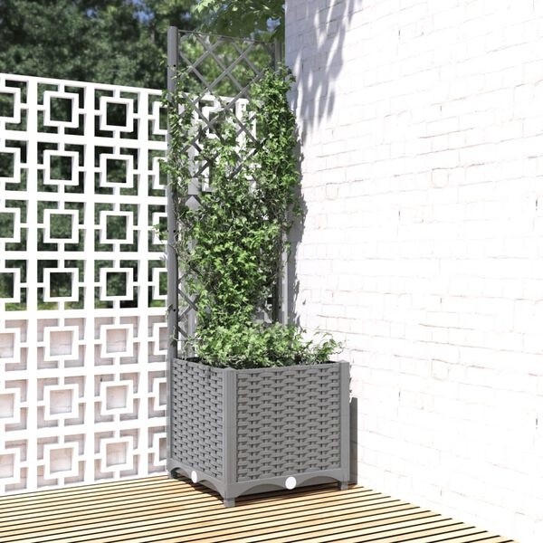 Jardinière avec treillis 40x40x136cm - Gris clair - Jusqu'à -33%
