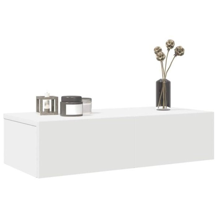 Étagère murale avec tiroirs, bois blanc - Jusqu'à 33% de remise