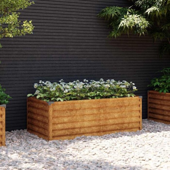 Bac à fleurs surélevé en acier corten 100x50cm - Jusqu'à -33%