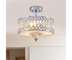Plafonnier Lustre Cristal 3 Lumières Nickel Brossé - Jusqu'à -34%