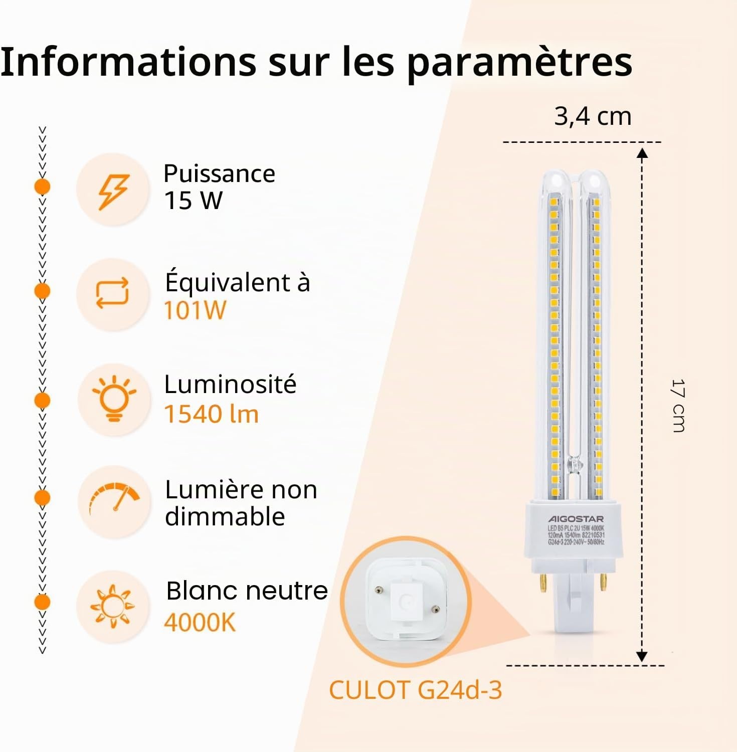 Lot de 5 ampoules LED PLC 15W G24 4000K - Jusqu'à 32% de remise