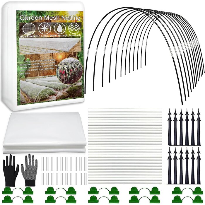 Kit tunnel de jardin 3x15m avec filet anti-insectes - Jusqu'à -30%