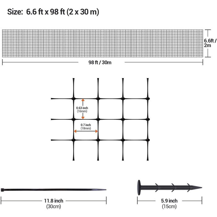 Filet de jardin 2m x 30m anti-UV - Protection oiseaux jusqu'à -31%