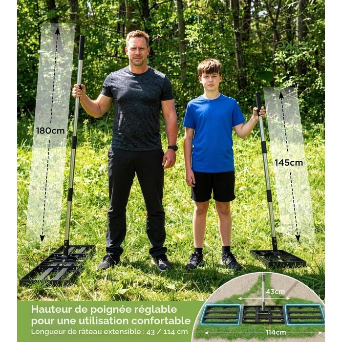 Râteau Niveleur de Pelouse XXL - Manche 180 cm - Jusqu'à -34%