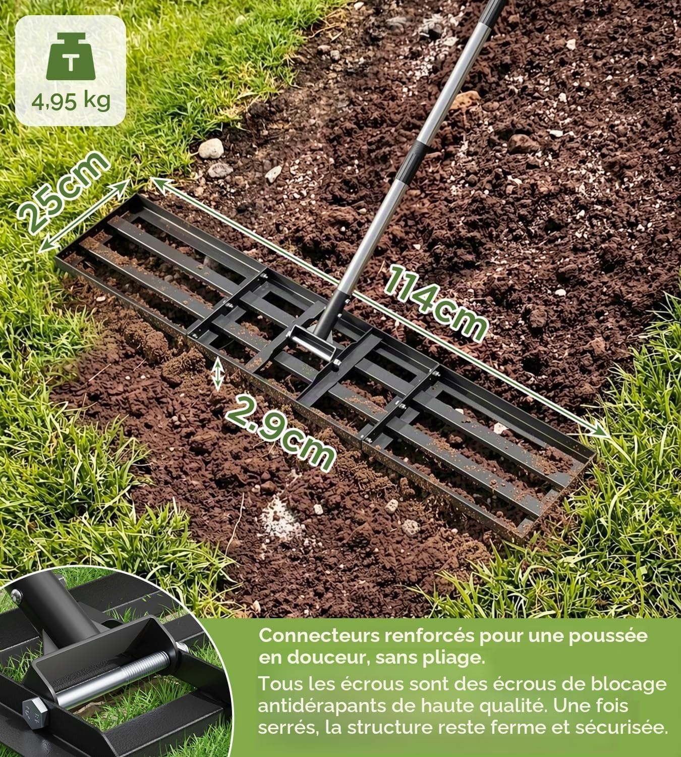 Râteau Niveleur de Pelouse XXL - Manche 180 cm - Jusqu'à -34%