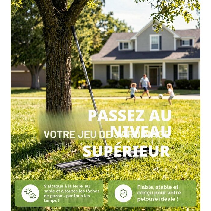 Râteau Niveleur de Pelouse XXL - Manche 180 cm - Jusqu'à -34%