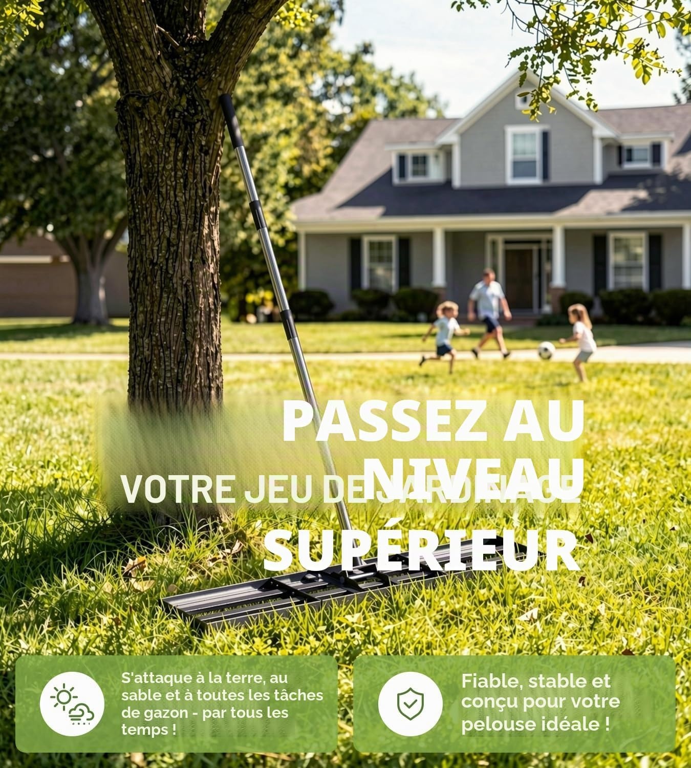 Râteau Niveleur de Pelouse XXL - Manche 180 cm - Jusqu'à -34%