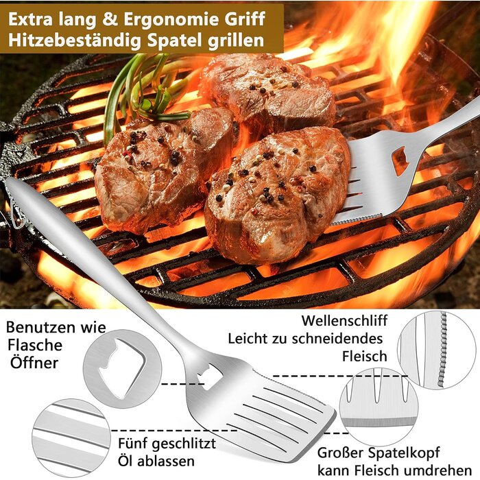 Set d'ustensiles BBQ 6 pièces en inox - Jusqu'à -32% sur le retour