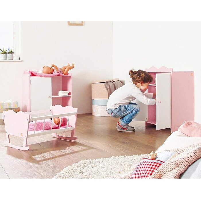 Berceau pour Poupée Jasmin - Rose et Blanc - Jusqu'à -33% sur l'Outlet