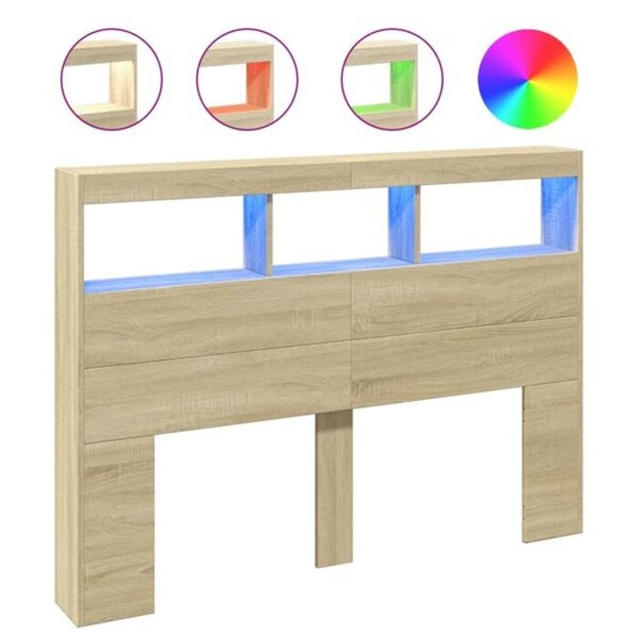 Tête de lit avec LED 140 cm Chêne Sonoma - Jusqu'à 34 % de remise