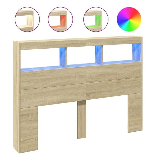 Tête de lit avec LED 140 cm Chêne Sonoma - Jusqu'à 34 % de remise