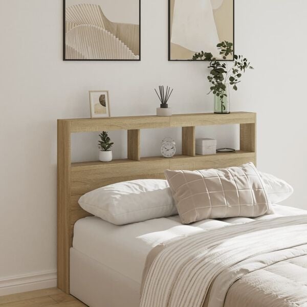 Tête de lit avec LED 140 cm Chêne Sonoma - Jusqu'à 34 % de remise