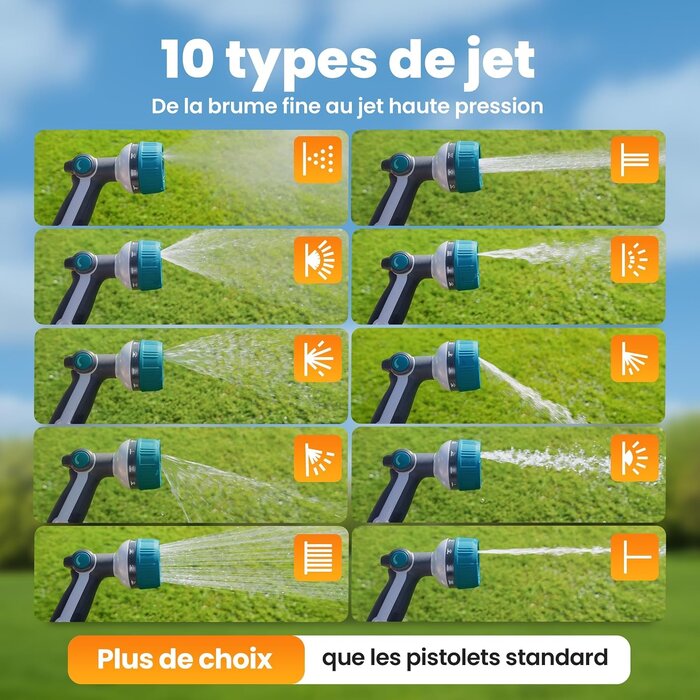 Pistolet d'arrosage 10 jets haute performance - Jusqu'à -31% de réduction