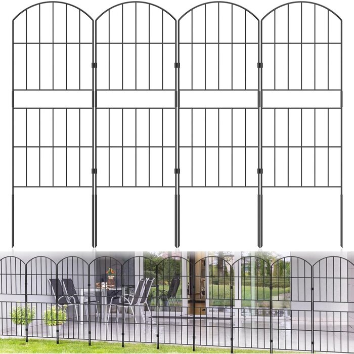 Kit de 10 clôtures de jardin en métal noir (310 cm) - Jusqu'à -33% de remise