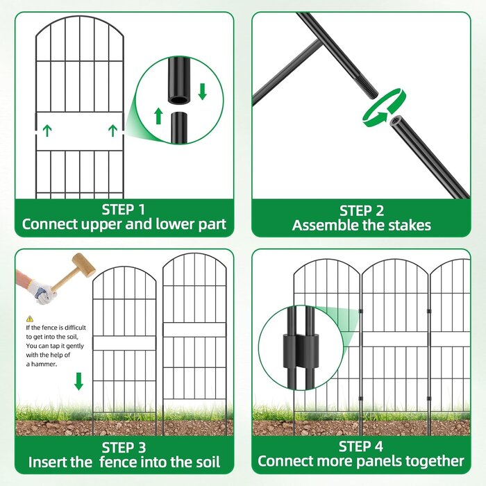 Kit de 10 clôtures de jardin en métal noir (310 cm) - Jusqu'à -33% de remise