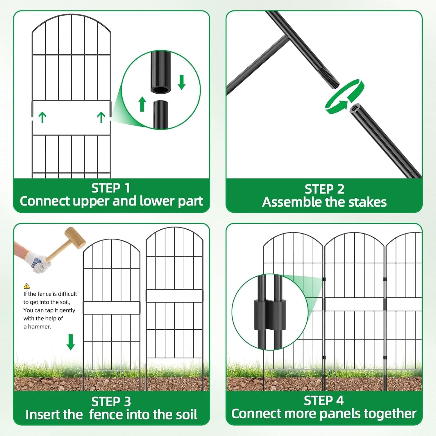 Kit de 10 clôtures de jardin en métal noir (310 cm) - Jusqu'à -33% de remise