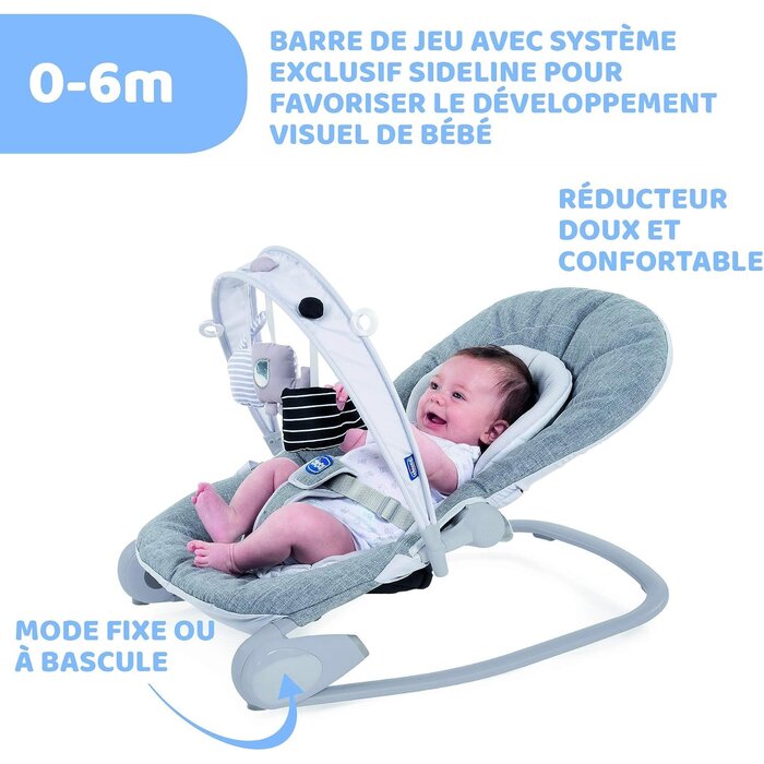 Transat Bébé Évolutif 2-en-1 - Jusqu'à 18 kg - Titane - Jusqu'à 34% de remise