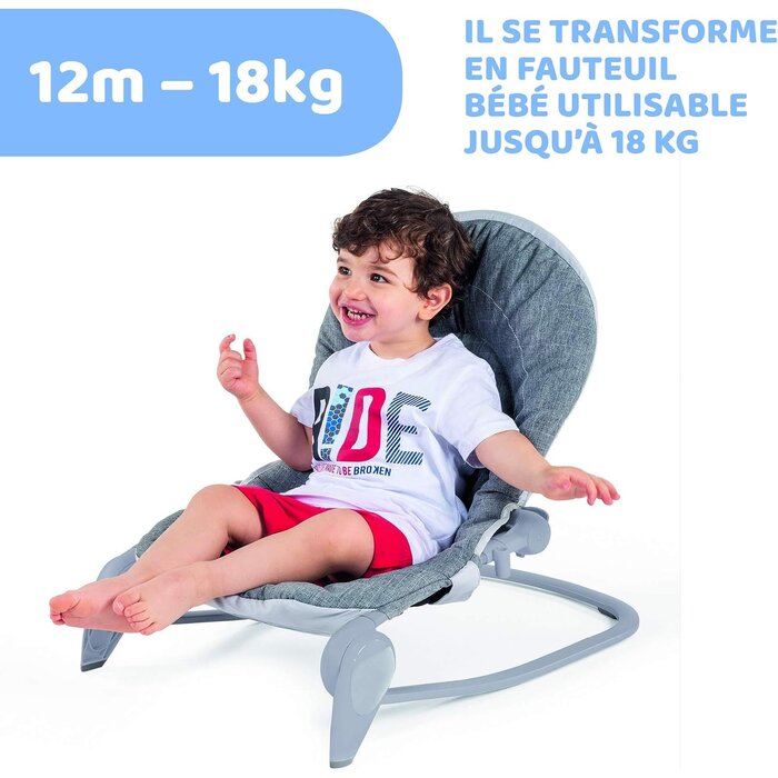 Transat Bébé Évolutif 2-en-1 - Jusqu'à 18 kg - Titane - Jusqu'à 34% de remise