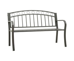 Vidaxl Banc de jardin en acier gris 120 cm - Jusqu'à 34% de remise
