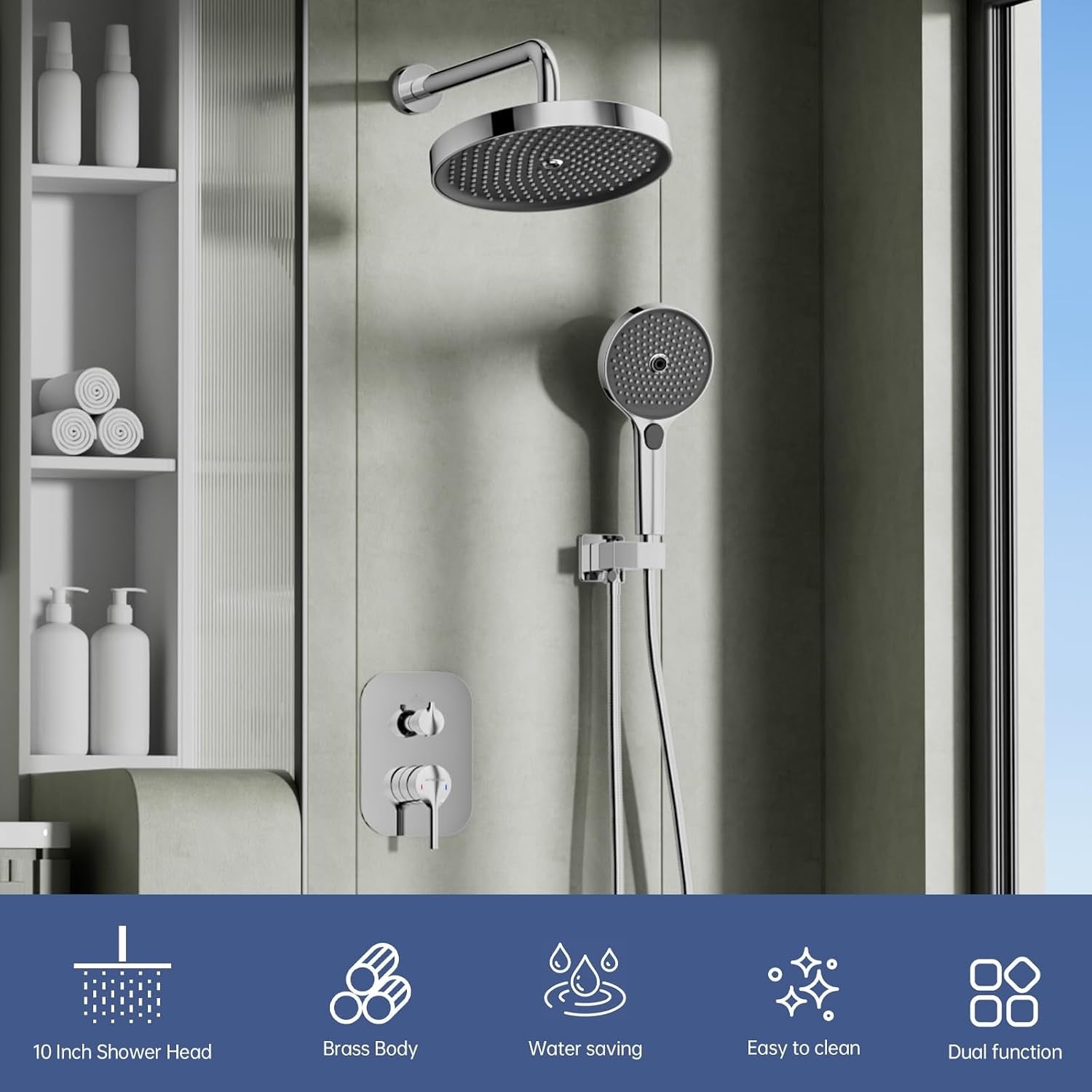 Ensemble de douche thermostatique chromé - Jusqu'à 34 % de réduction
