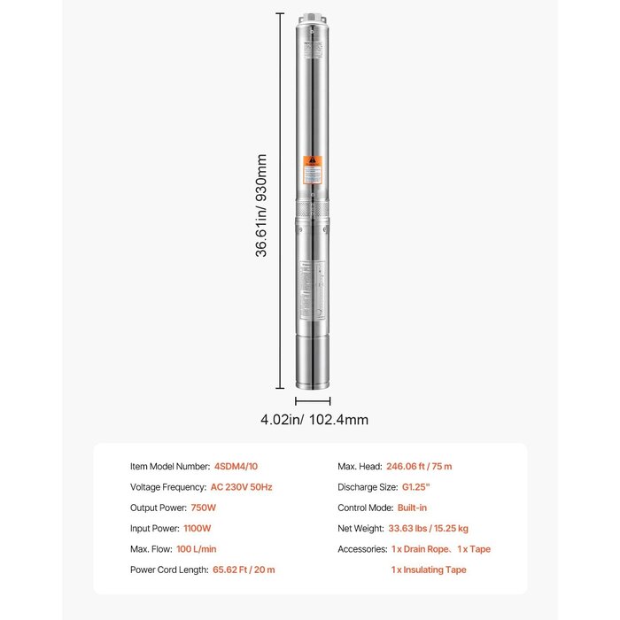 Pompe immergée 750W 100l/min - Jusqu'à 35% de réduction