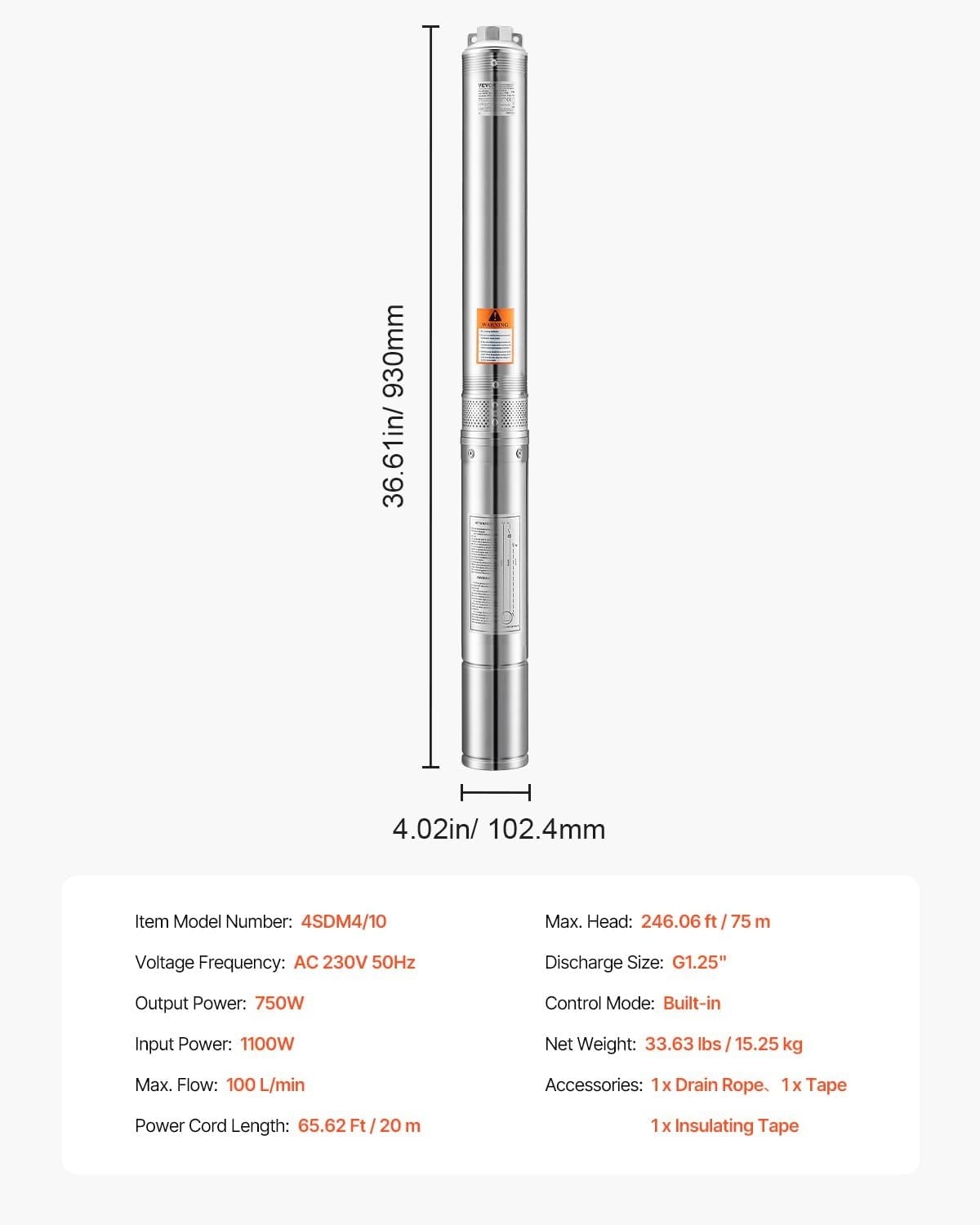 Pompe immergée 750W 100l/min - Jusqu'à 35% de réduction