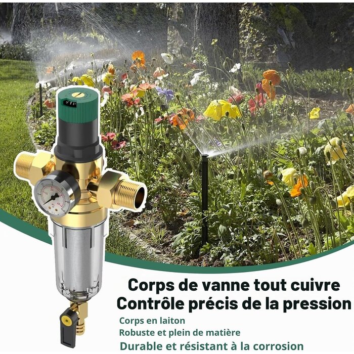 Réducteur de pression d'eau 3/4" avec manomètre - Jusqu'à -32% sur l'outlet
