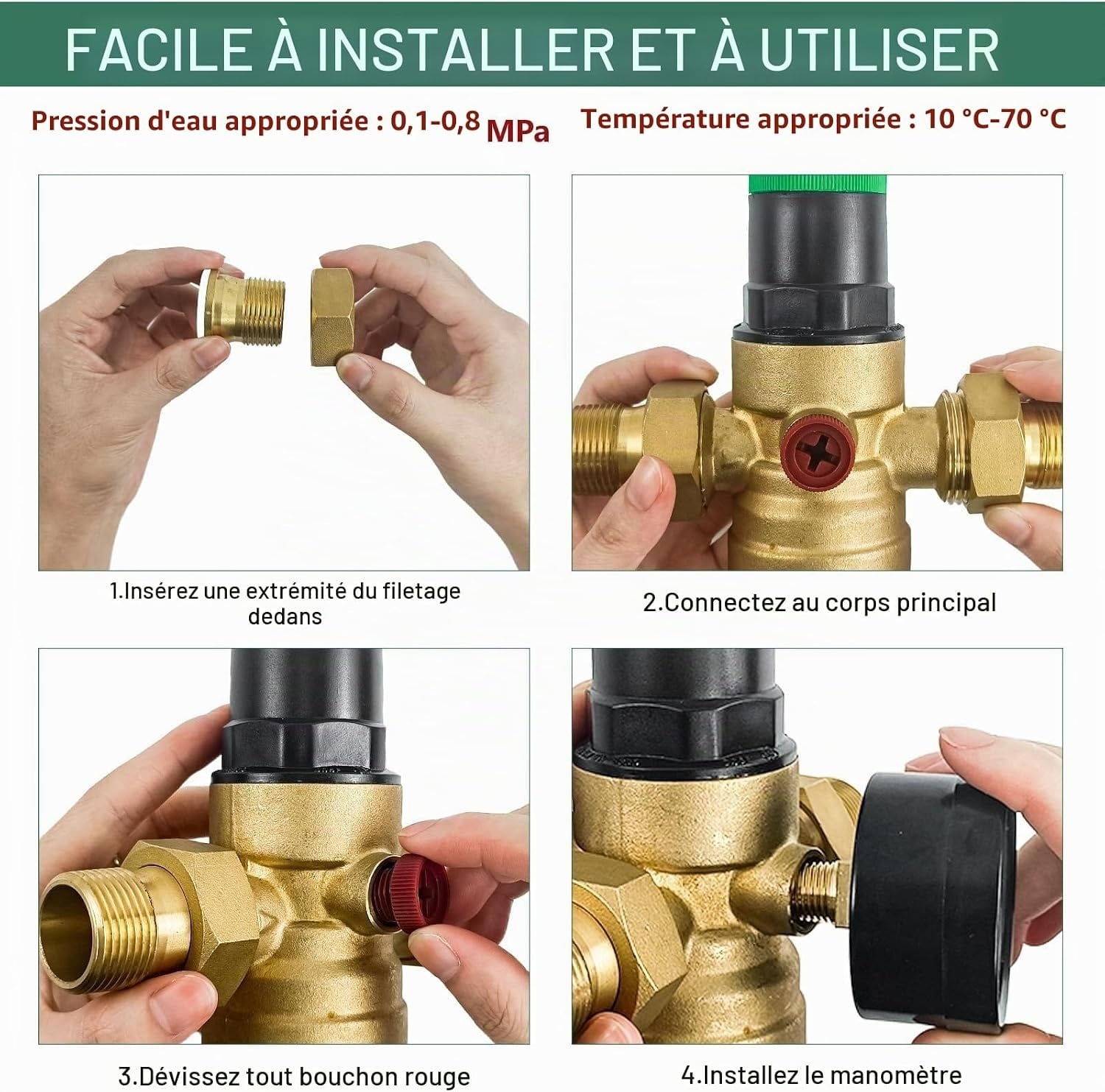 Réducteur de pression d'eau 3/4" avec manomètre - Jusqu'à -32% sur l'outlet