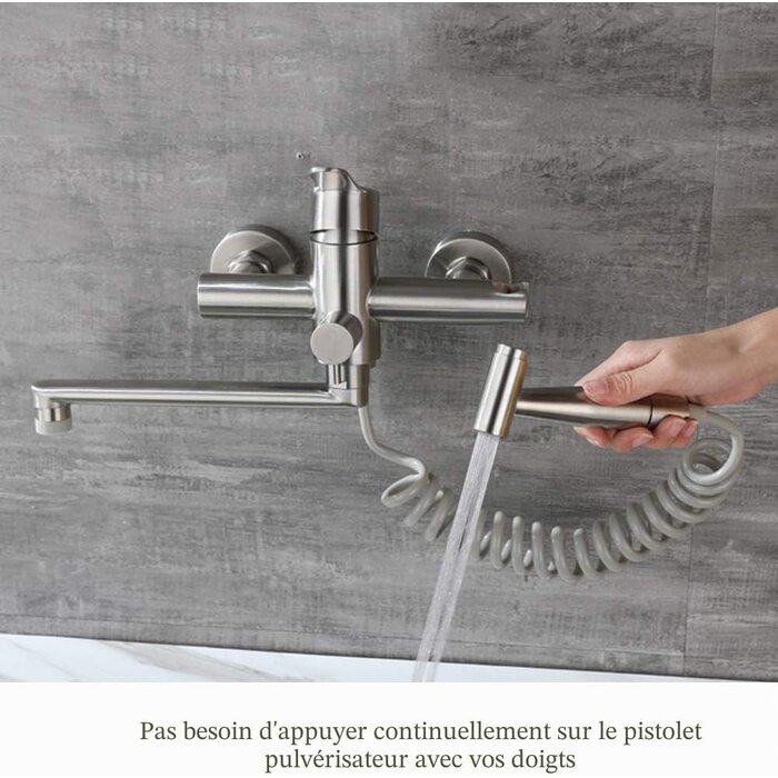 Mitigeur mural de cuisine inox 304 avec douchette - Jusqu'à -34% sur le prix