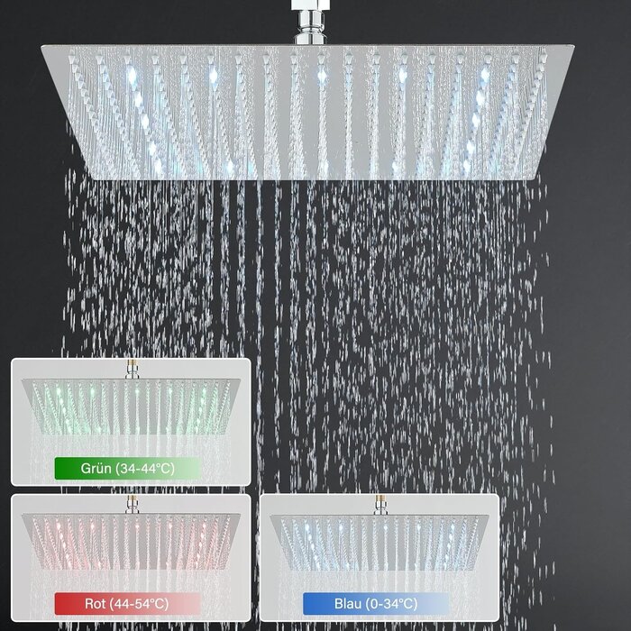 Pomme de douche LED 40 cm effet pluie - Jusqu'à 32% de remise