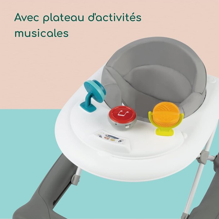 Trotteur Bébé Gris Mist - Pliable - Jusqu'à 34% de remise