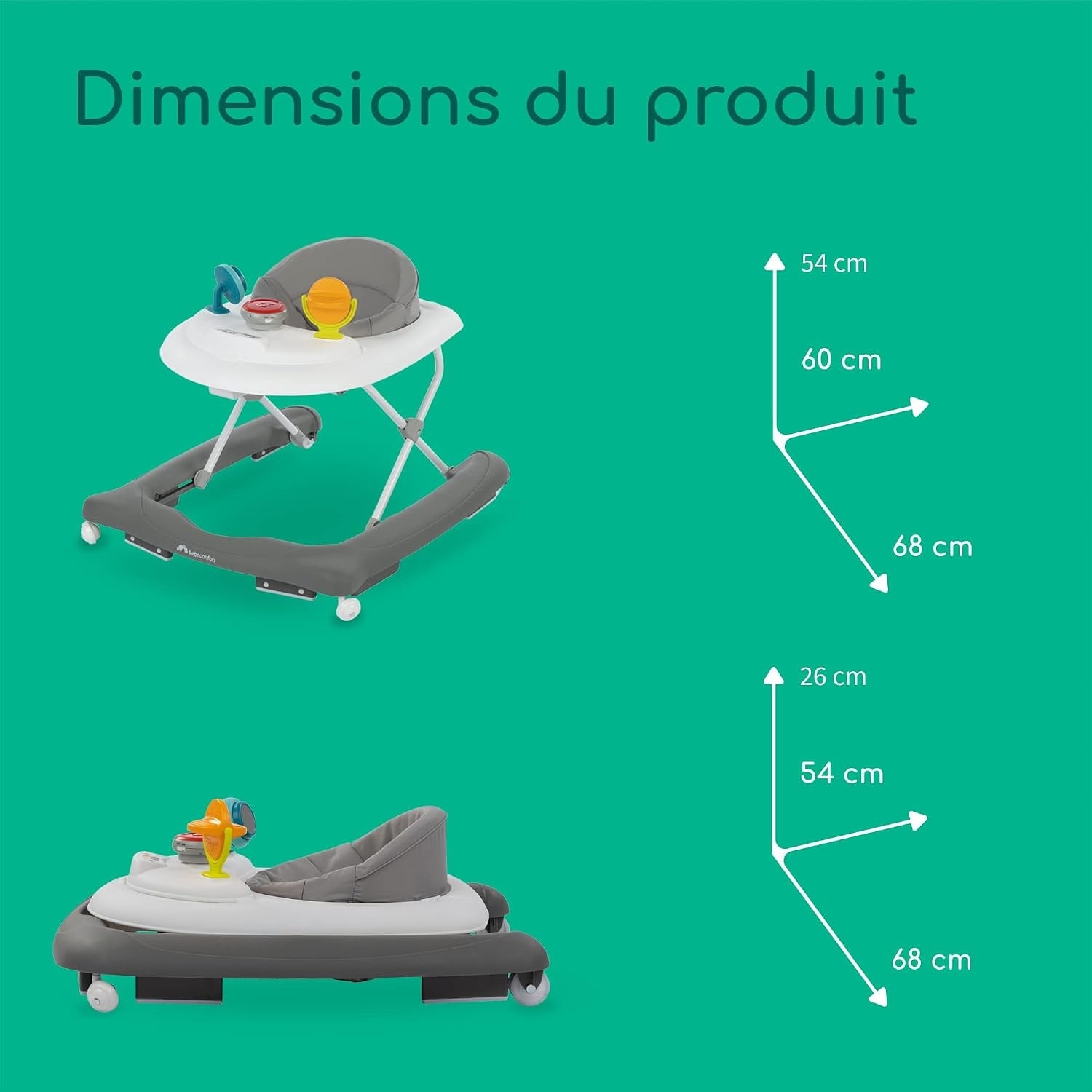 Trotteur Bébé Gris Mist - Pliable - Jusqu'à 34% de remise
