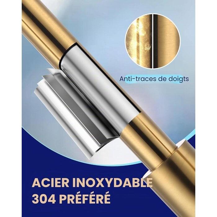 Mitigeur de cuisine extractible doré - Rotation 360° - Jusqu'à 34% de remise