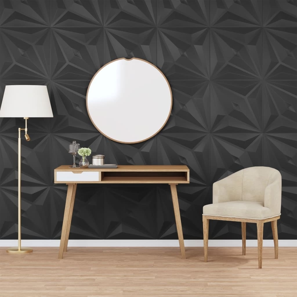 Panneaux muraux 3D motif étoile - 12 pièces - Noir - Jusqu'à -32%