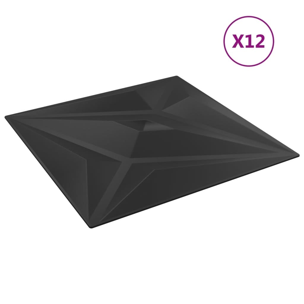 Panneaux muraux 3D motif étoile - 12 pièces - Noir - Jusqu'à -32%