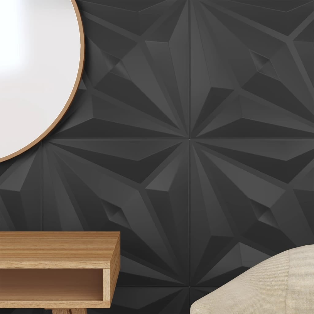 Panneaux muraux 3D motif étoile - 12 pièces - Noir - Jusqu'à -32%
