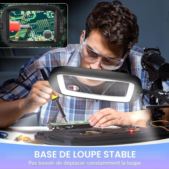Loupe sur pied LED 10x 2-en-1 - Flexible - Jusqu'à 34% de remise