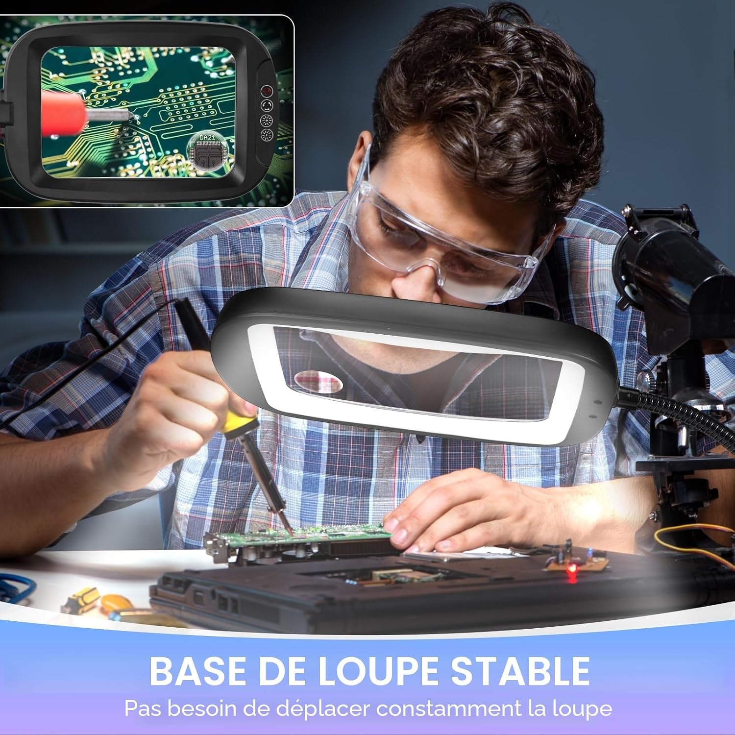 Loupe sur pied LED 10x 2-en-1 - Flexible - Jusqu'à 34% de remise