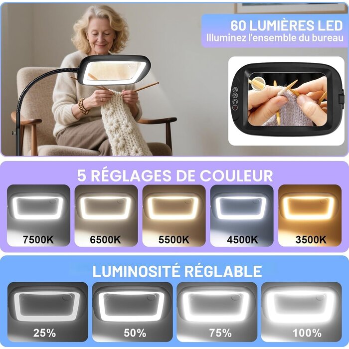 Loupe sur pied LED 10x 2-en-1 - Flexible - Jusqu'à 34% de remise