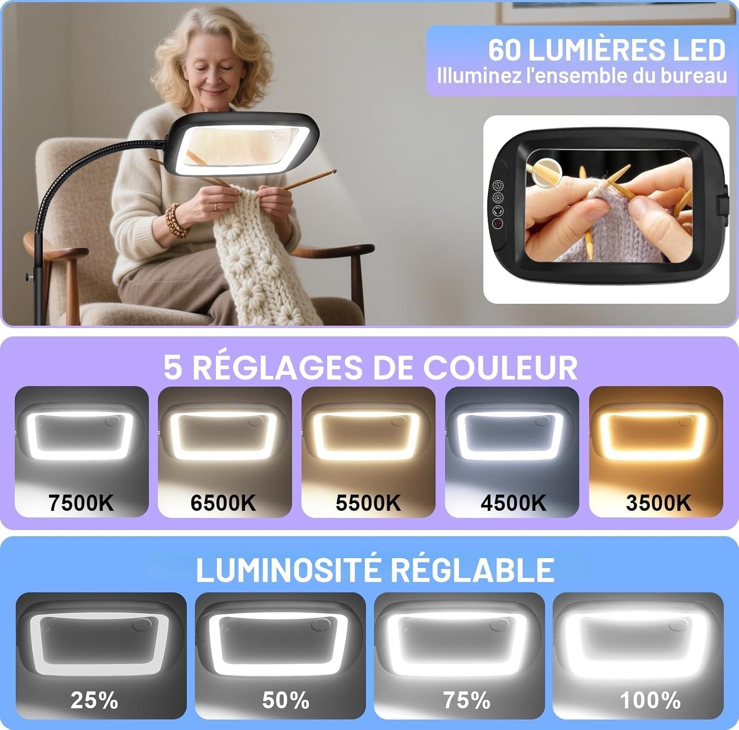 Loupe sur pied LED 10x 2-en-1 - Flexible - Jusqu'à 34% de remise