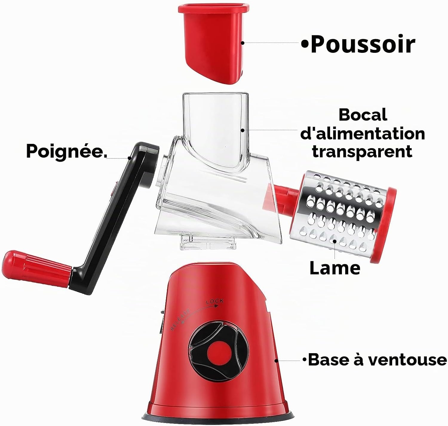Râpe à tambour multifonction rouge - 3 lames - Jusqu'à -33%