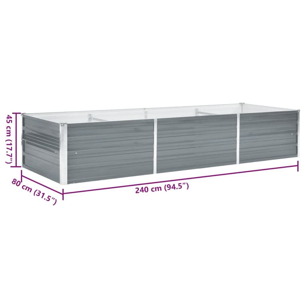 Jardinière surélevée en acier 240x80cm - Gris - Jusqu'à -33%
