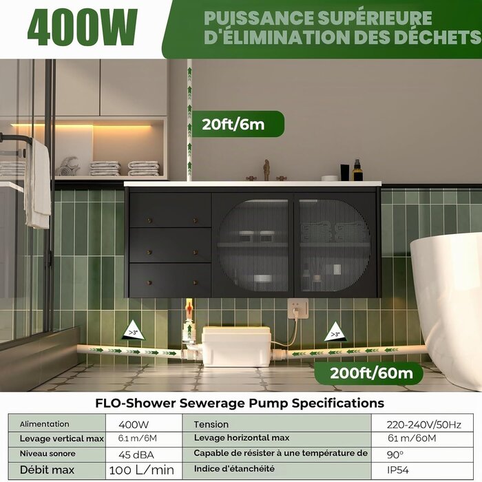 Pompe de relevage eaux usées 400W - Jusqu'à 34% de remise