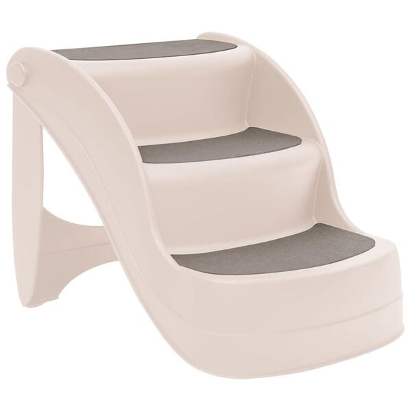 Escalier pliable pour animaux 3 marches, crème - Jusqu'à 33% de remise