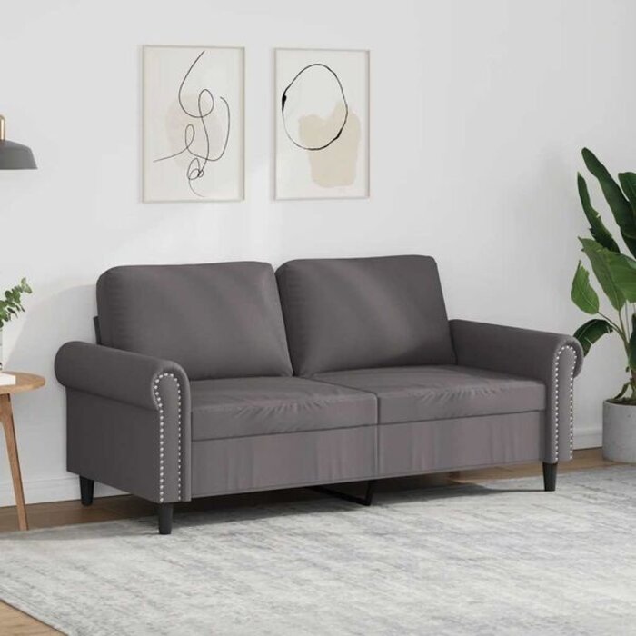 Canapé 2 places en similicuir gris - Jusqu'à 35% de réduction