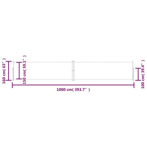 Pare-vent rétractable 160x1000 cm anthracite - Jusqu'à 34 % de réduction