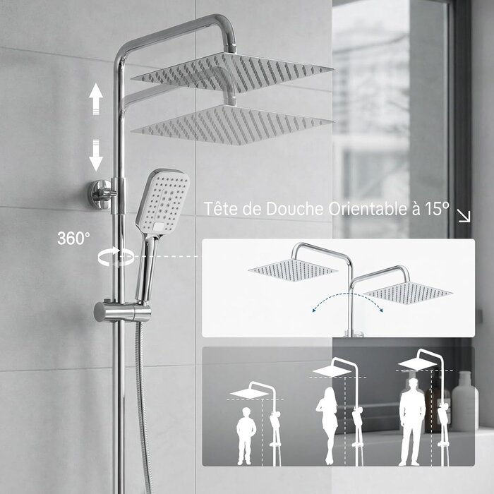 Système de douche effet pluie 30x30 cm réglable - Jusqu'à -34%