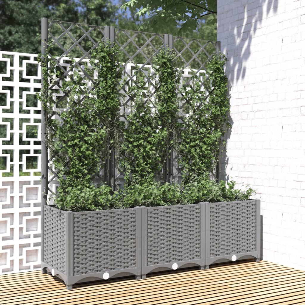 Jardinière avec treillis 120x40x136 cm gris - Jusqu'à -34%